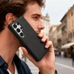 Telefontok Samsung Galaxy S26 Ultra - Tech-Protect Wallet - fekete bőr könyvtok, ráhajtófüllel ﻿-6