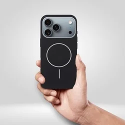 Telefontok iPhone 17 Pro Max - Thin Mag - MagSafe kompatibilis fekete szilikon hátlap tok-2