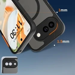 Telefontok Google Pixel 10a - Tech-Protect Magmat MagSafe kompatibilis áttetsző műanyag hátlap tok, fekete szilikon kerettel-2