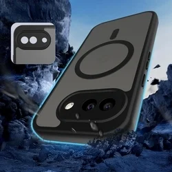 Telefontok Google Pixel 10a - Tech-Protect Magmat MagSafe kompatibilis áttetsző műanyag hátlap tok, fekete szilikon kerettel-4