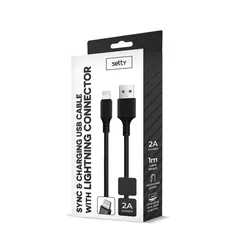 Kábel Setty - USB / Lightning fekete kábel, (2A) 1m-1