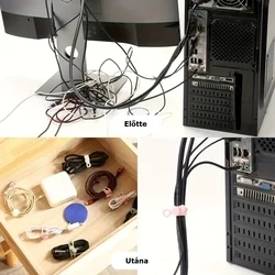 Kábelrendező - 6db vegyes színű, kábelrendező szilikon szalag-5