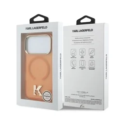 Telefontok iPhone 17 Pro Max - Karl Lagerfeld Head Logo Gold - MagSafe kompatibilis narancssárga hátlap tok-1