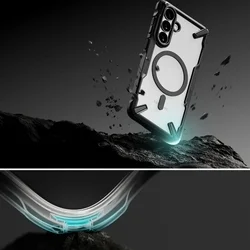 Telefontok Samsung Galaxy S26+ Plus - Ringke Fusion X Magnetic - Magsafe kompatibilis átlátszó ütésálló hátlap tok, fekete kerettel-3