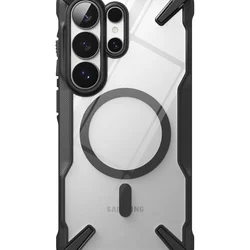 Telefontok Samsung Galaxy S26 Ultra - Ringke Fusion X Magnetic - Magsafe kompatibilis átlátszó ütésálló hátlap tok, fekete kerettel-1