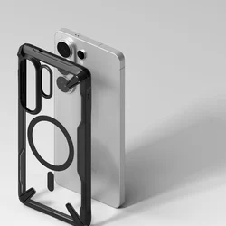 Telefontok Samsung Galaxy S26 Ultra - Ringke Fusion X Magnetic - Magsafe kompatibilis átlátszó ütésálló hátlap tok, fekete kerettel-3