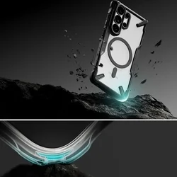 Telefontok Samsung Galaxy S26 Ultra - Ringke Fusion X Magnetic - Magsafe kompatibilis átlátszó ütésálló hátlap tok, fekete kerettel-5