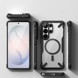 Telefontok Samsung Galaxy S26 Ultra - Ringke Fusion X Magnetic - Magsafe kompatibilis átlátszó ütésálló hátlap tok, fekete kerettel-8