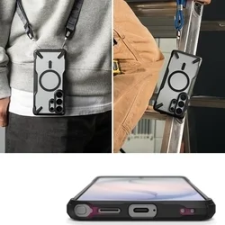 Telefontok Samsung Galaxy S26 Ultra - Ringke Fusion X Magnetic - Magsafe kompatibilis átlátszó ütésálló hátlap tok, fekete kerettel-9