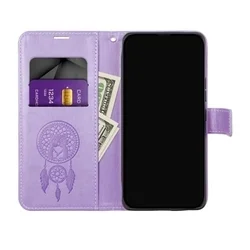 Telefontok Samsung Galaxy S26 - MEZZO bagoly mintás lila mágneses szilikon keretes könyvtok-2