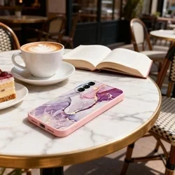 Telefontok Samsung Galaxy A57 5G - Pink marble hátlap tok-2