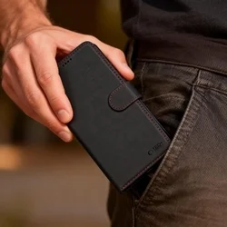 Telefontok Samsung Galaxy A57 5G - Tech- Protect Wallet - fekete bőr könyvtok, ráhajtófüllel ﻿-7