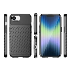 Telefontok iPhone 17e - Thunder fekete ütésálló szilikon hátlap tok-1