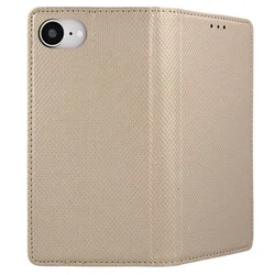 Telefontok iPhone 17e - arany mágneses, szilikon keretes könyvtok-1