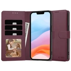 Telefontok iPhone 17e - Tech- Protect Wallet - szeder színű bőr könyvtok, ráhajtófüllel ﻿-1