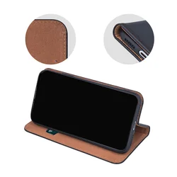 Telefontok iPhone 17e - Eredeti bőr Smart fekete mágneses szilikon keretes könyvtok-4