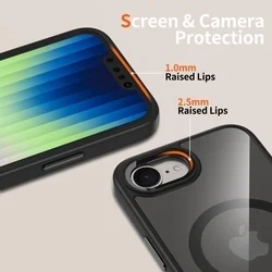 Telefontok iPhone 17e - Tech-Protect Magmat - MagSafe kompatibilis átlátszó műanyag hátlap tok, fekete szilikon kerettel-2