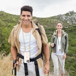 Telefontok iPhone 17e - Tech-Protect Flexair Chain - MagSafe kompatibilis átlátszó műanyag hátlap tok + arany/fekete nyakba akasztó-4