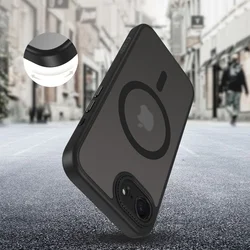 Telefontok iPhone 17e - Tech- Protect MagCam - MagSafe kompatibilis áttetsző műanyag hátlap tok, fekete szilikon kerettel, mágneses kameravédővel-3