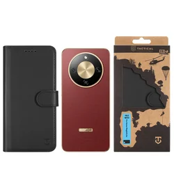 Telefontok Honor Magic8 Lite - Tactical Field fekete szilikon keretes könyvtok mágneses ráhajtófüllel-2