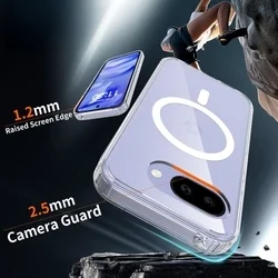 Telefontok Google Pixel 10a - Tech-Protect Flexair Hybrid - MagSafe kompatibilis átlátszó műanyag hátlap tok, szilikon kerettel-3