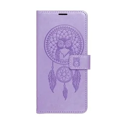 Telefontok Samsung Galaxy S26 Ultra - MEZZO bagoly mintás lila mágneses szilikon keretes könyvtok-1