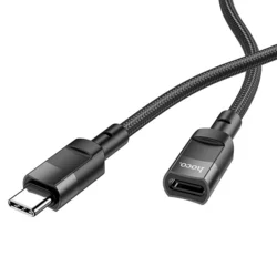 Adapter: Hoco U107 - Type-C / Type-C (USB-C) OTG adapter, fekete szövet, 3A/1,2 m-2