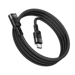 Adapter: Hoco U107 - Type-C / Type-C (USB-C) OTG adapter, fekete szövet, 3A/1,2 m-3