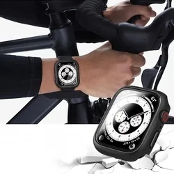 Okosóra védő tok - Aplpe Watch  7 / 8 / 9 (41mm) - fekete, 360°-os műanyag védő tok-3