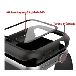 Okosóra védő tok - Aplpe Watch  7 / 8 / 9 (45mm) - fekete, 360°-os műanyag védő tok-1