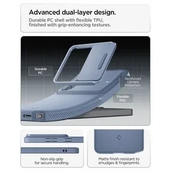 Telefontok Samsung Galaxy S26 Ultra - SPIGEN OPTIK ARMOR csúsztatható kameravédős kék hátlap tok-4