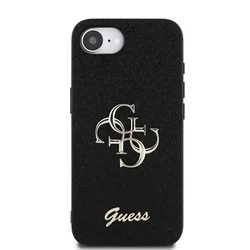 Telefontok iPhone 17e - Guess Fixed Glitter 4G Metal Logo - fekete hátlap tok-2