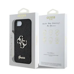 Telefontok iPhone 17e - Guess Fixed Glitter 4G Metal Logo - fekete hátlap tok-6