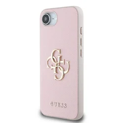 Telefontok iPhone 17e - Guess Grained 4G Metal Logo - pink hátlap tok-1