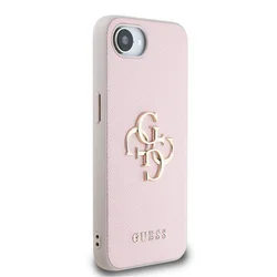 Telefontok iPhone 17e - Guess Grained 4G Metal Logo - pink hátlap tok-3