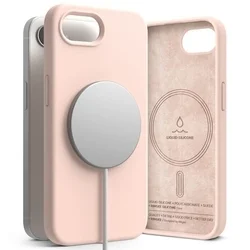 Telefontok iPhone 17e - RINGKE SILICONE MAGNETIC MAGSAFE púder pink hátlap tok-3