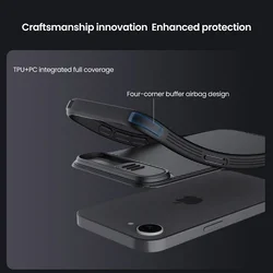 Telefontok iPhone 17e - Nillkin csúsztatható kameravédős fekete hátlap tok, beépített mágnessel-5