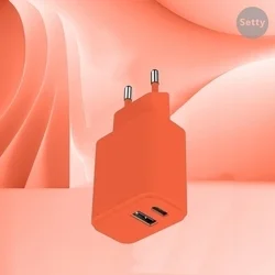 Setty LSIM-AC-2010 - USB / Type-C (USB-C) narancssárga hálózati töltő fej, 20W-1