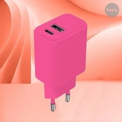 Setty LSIM-AC-206 - USB / Type-C (USB-C) hotpink hálózati töltő fej, 20W-1