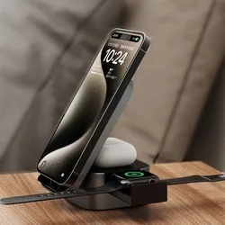 Dudao A11Pro+ - 3in1 fekete induktív töltőállomás, 15W-3