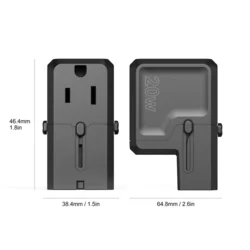 Telefon töltő: Choetech PD6038 - USA EU UK AU átalakító, USB / Type-C (USB-C) portos töltőfej, 20W-8