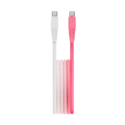 Setty - Type-C (USB-C) / Type-C (USB-C) fehér-pink szövet kábel 1,5 m, 15W-1
