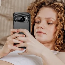 Telefontok Honor 600 - Carbon Fiber - fekete szilikon hátlap tok-3