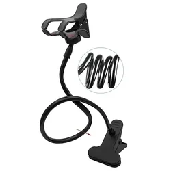 Univerzális csíptethető telefontartó állvány - fekete, 360°-ban forgatható fej, flexibilis kar-1