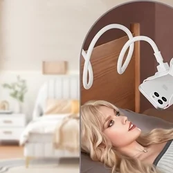 Univerzális csíptethető telefontartó állvány - fehér, 360°-ban forgatható fej, flexibilis kar-2