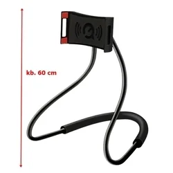 Univerzális nyakba akasztható telefontartó, flexibilis, fekete-3
