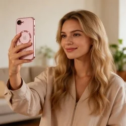 Telefontok iPhone 17e - Tech-Protect Magflex - MagSafe kompatibilis átlátszó hátlap tok, rosegold szilikon kerettel ﻿-5