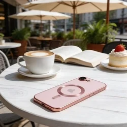 Telefontok iPhone 17e - Tech-Protect Magflex - MagSafe kompatibilis átlátszó hátlap tok, rosegold szilikon kerettel ﻿-6