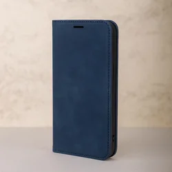Telefontok iPhone 11 - Suede - kék mágneses szilikon keretes könyvtok ﻿-3