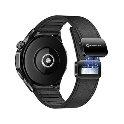 Okosóra szíj - Samsung Galaxy Watch 3 (45 mm) - F-Design FS20 - fekete eco-bőr szíj (22 mm)-1